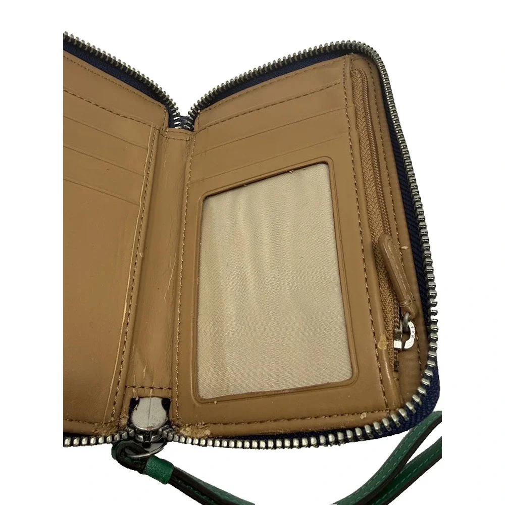 Coach Colorblock Leather Zip Around Wristlet Wallet Turnlock